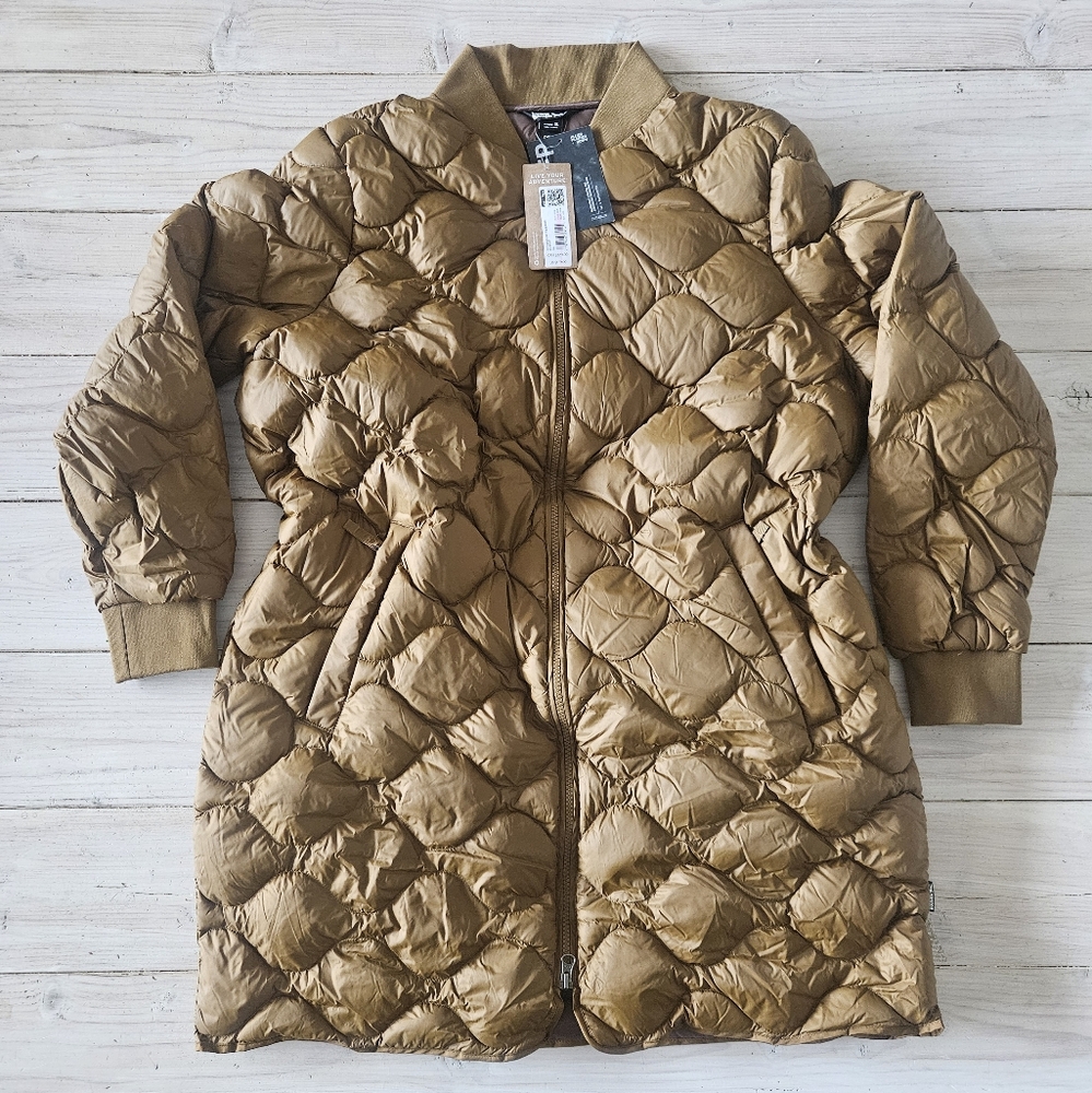 Eddie Bauer Women's Down Quilted Brown Puffer Bomber Jacket